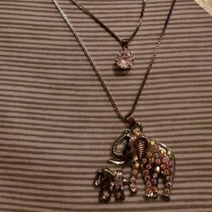 NWT 2 layered Betsey Johnson Elephant Necklace
